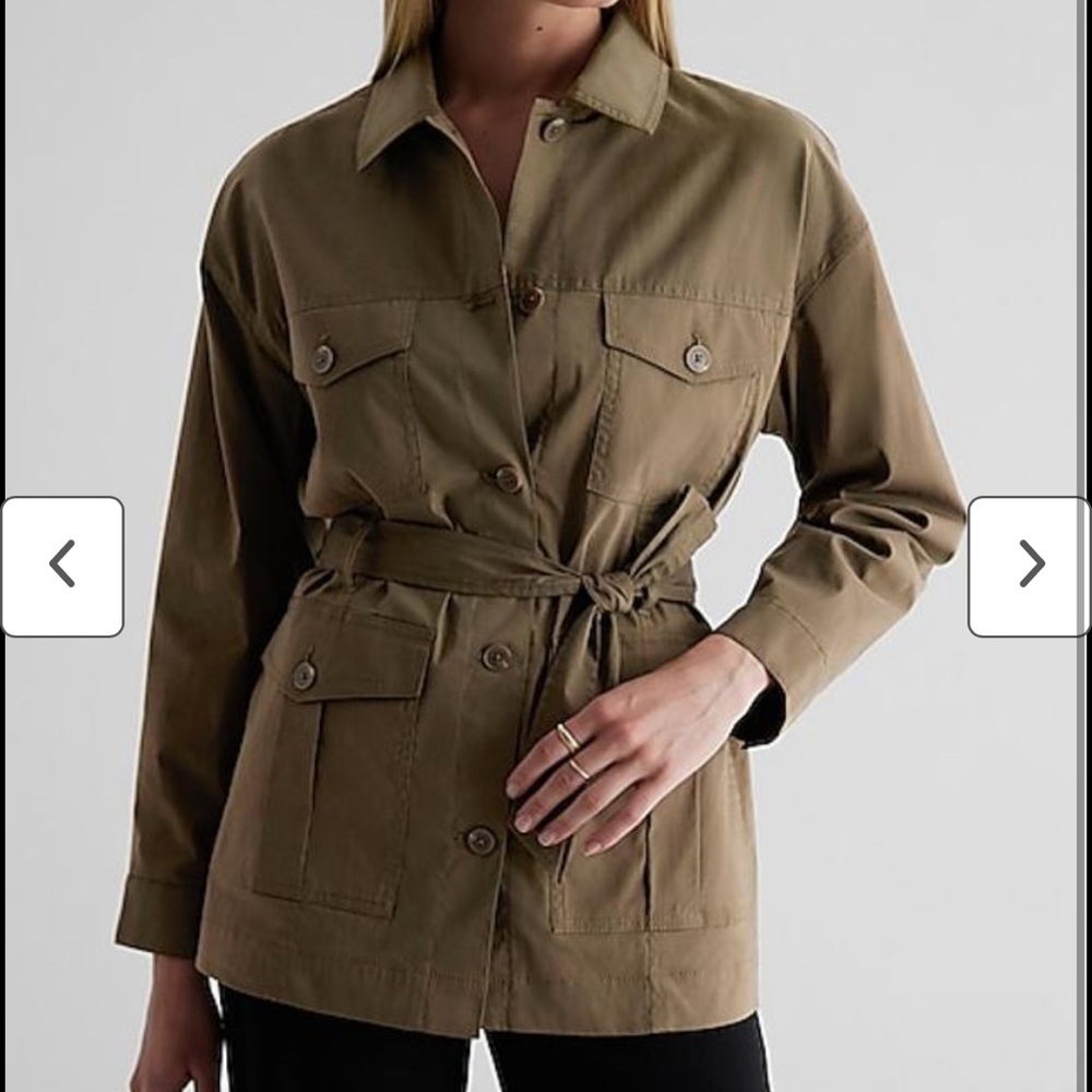 Express Olive Utility Jacket with Belt